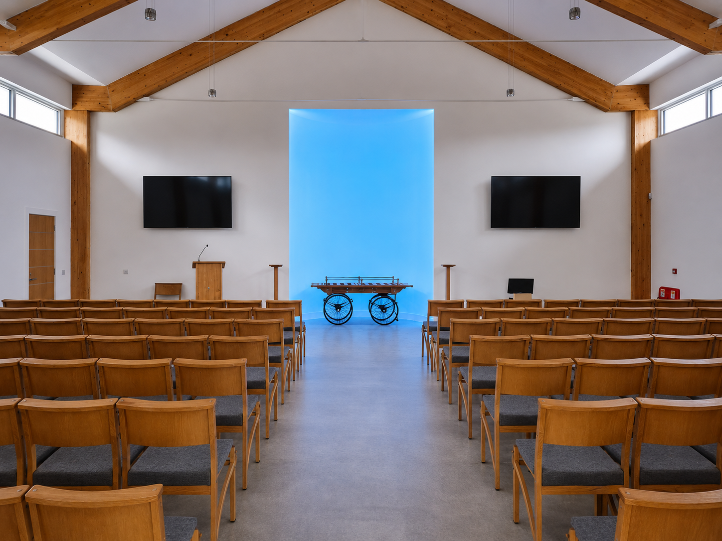 Baldarroch ceremony hall with blue lighting