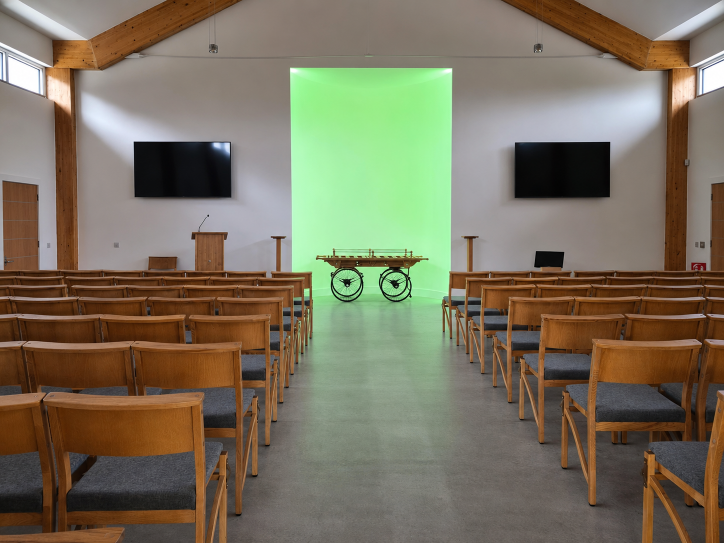 Baldarroch ceremony hall with green lighting