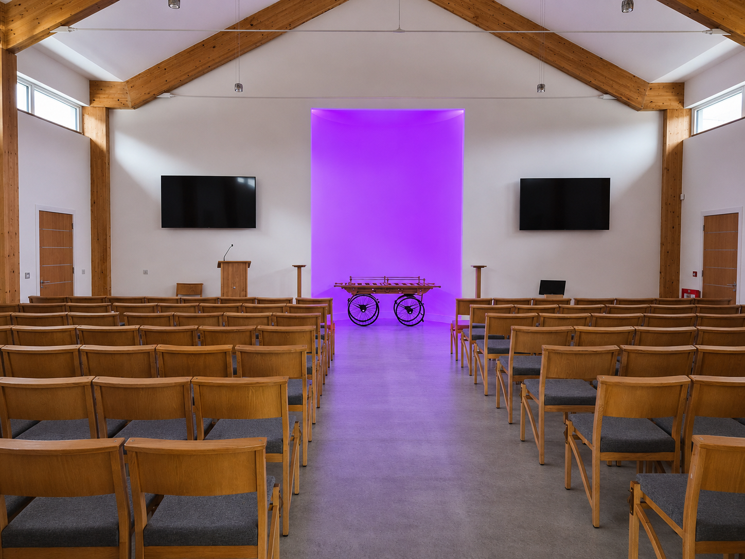 Baldarroch ceremony hall with purple lighting