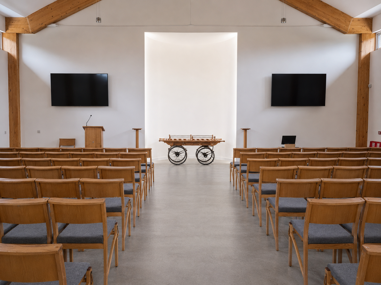 Baldarroch ceremony hall with white lighting